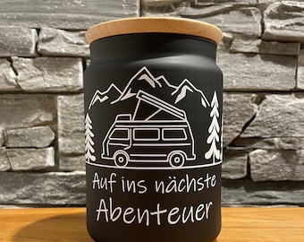 Auf ins nächste Abenteuer - Bulli - Bus - Camper - Sparglas - Glas - Geschenk - Erinnerungen - Geldgeschenk - Spardose - Aufbewahrung