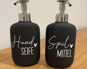 Soap dispenser - Dish soap - Hand soap - Bathroom - Kitchen - Decoration - Gift - Black - Grey