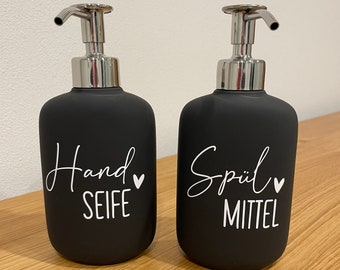 Soap dispenser - dishwashing liquid - hand soap - bathroom - kitchen - decoration - gift - black - gray