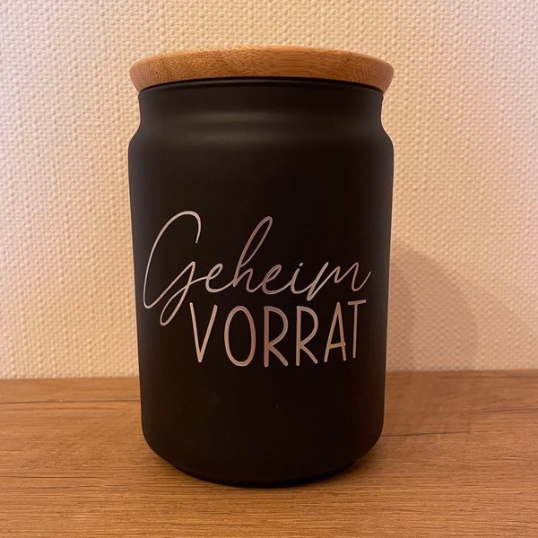 Geheim Vorrat - Kleinigkeit - Glas mit Bambusdeckel - Geschenk - Plätzchen - Cookies - Weihnachtsgeschenk - Aufbewahrung - Plätzchen Dose