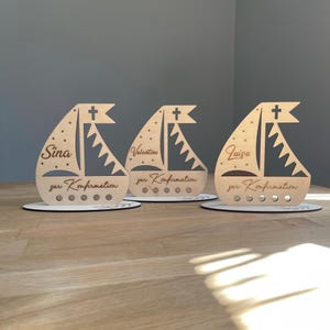 Konfirmation Boot - Geschenk Personalisierbar - Geldgeschenk - Wünsche - Holz Schiff - Kleinigkeit