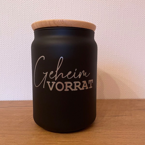 Geheim Vorrat - Plätzchen - Glas mit Bambusdeckel - Geschenk - Kleinigkeit - Coolies - Winter - Aufbewahrung - Plätzchen Dose