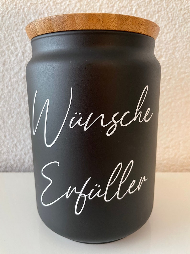 Wünsche Erfüller Wünsche Glas mit Bambusdeckel Geschenk Erinnerungen Geldgeschenk Spardose Aufbewahrung Erinnerungsglas Bild 5