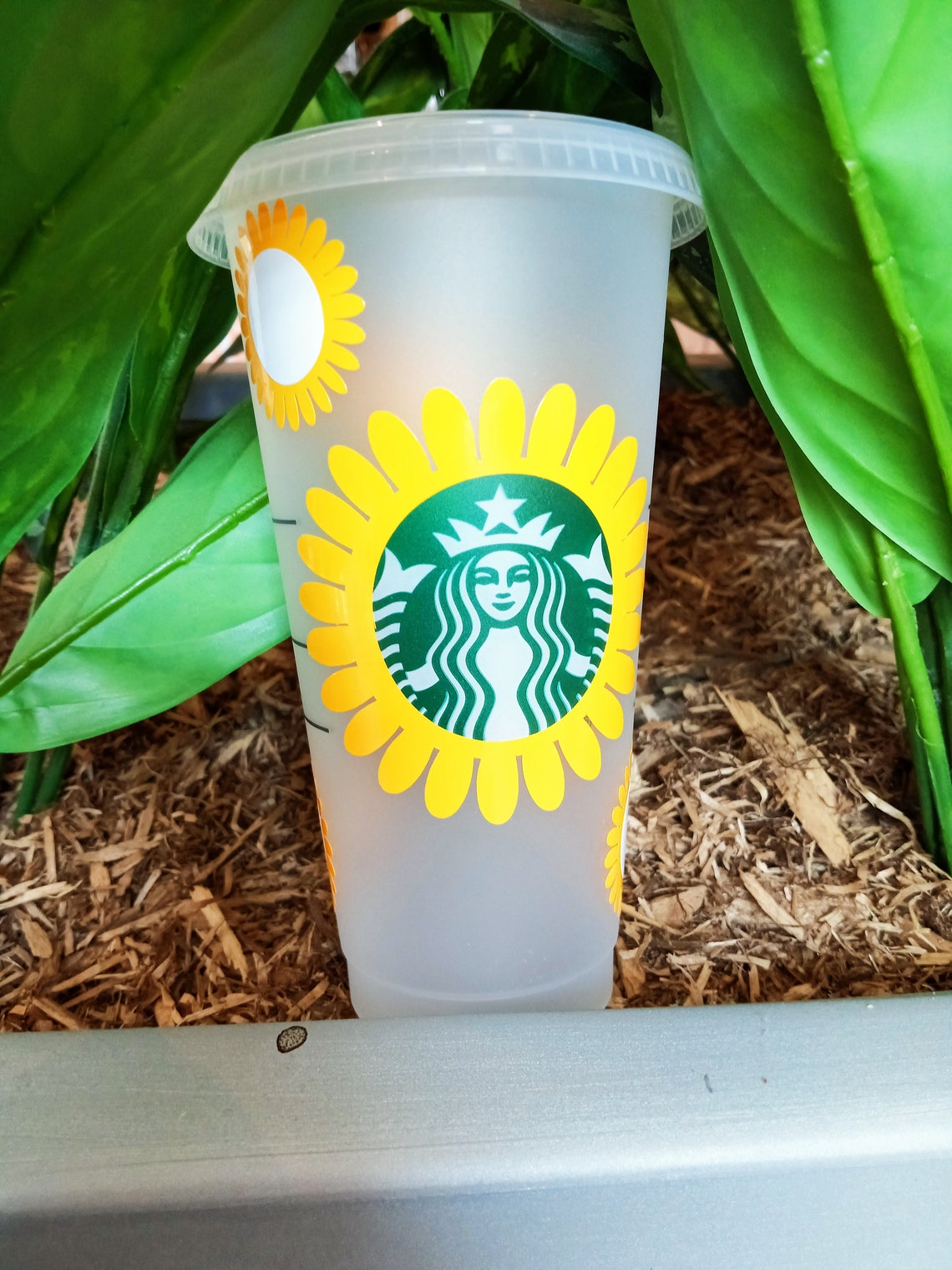 Sunflower Starbucks Cold Cup 24 Fl Oz Personalized Etsy