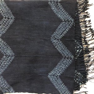 Vintage Indigo Mud Cloth Textile Blanket African Boho Style 64&quot; x 44&quot;
