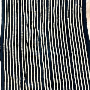 Vintage Indigo Mud Cloth Textile Blanket African Boho Style 62&quot; x 43&quot;
