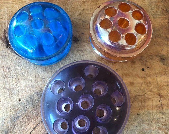 Trio of Vintage Glass Flower Frogs. Wonderful Variety to Add to Your