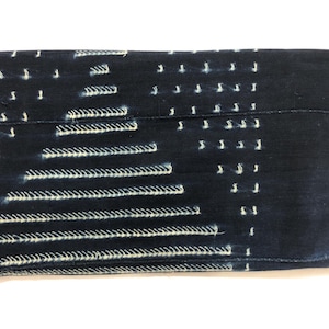 Vintage African Indigo Mud Cloth Textile Blanket - Boho Home Decor Throw 76&quot; x 43&quot;