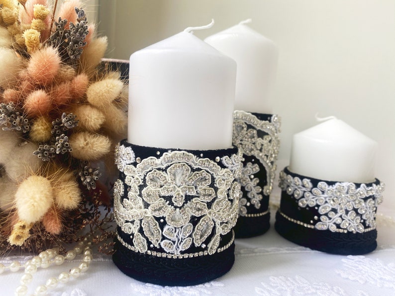 Luxury Interior candles set Velvet decor candles black and Etsy