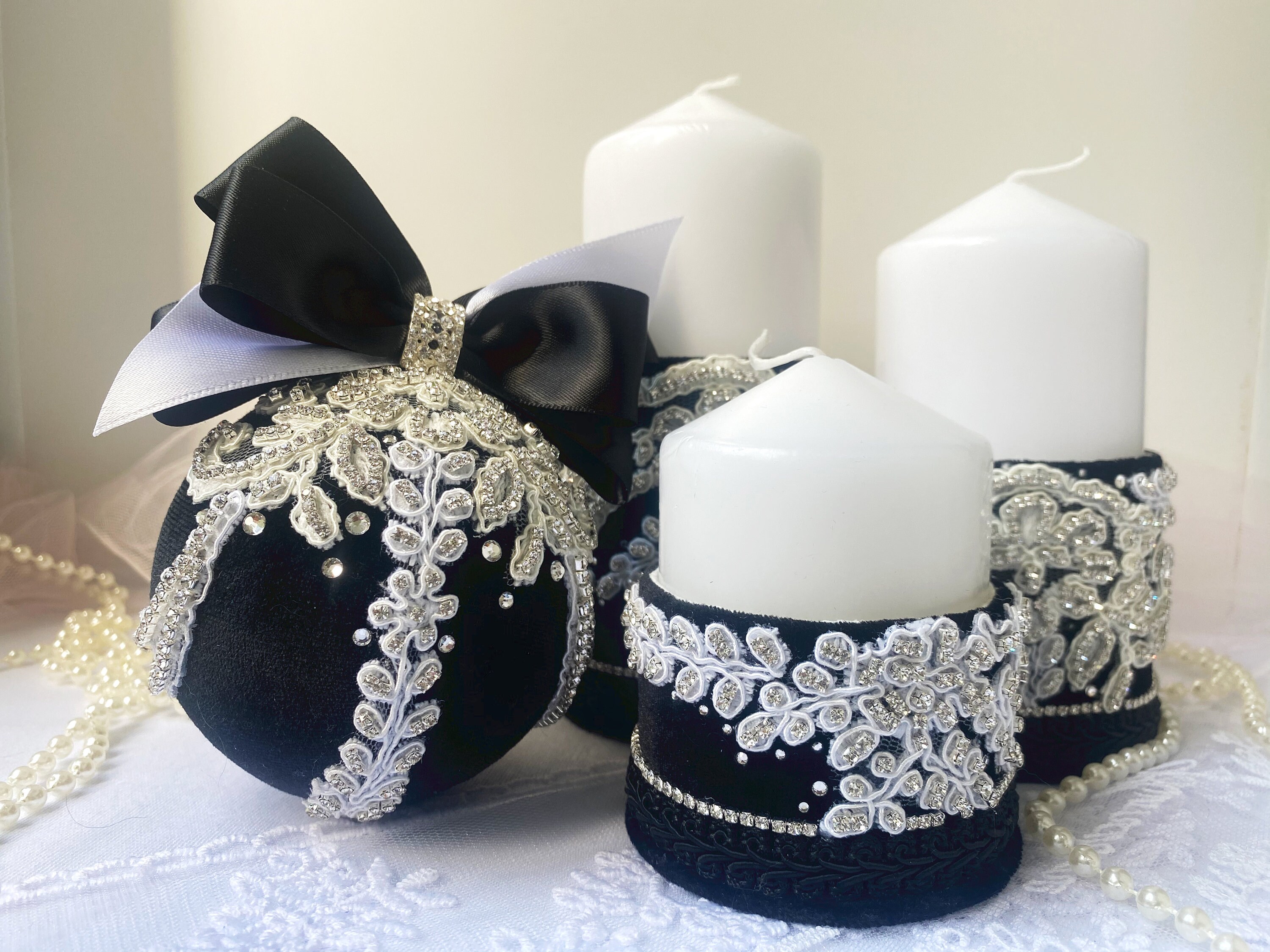 Luxury Interior candles set Velvet decor candles black and Etsy
