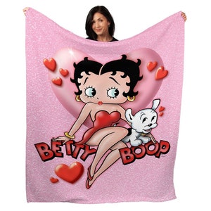50" x 60" Betty Boop Heart Plush Minky Blanket