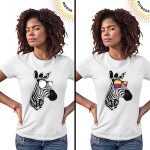 Color Changing T-shirt, Cool Zebra Solar Tee, Sunlight Activated Shirt, Colors Appear In The Sun, UV Light, SolarTees