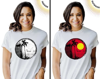 Color Changing T-shirt, Tropical New Moon Solar Tee, Sunlight Activated Shirt, Colors Appear In The Sun, UV Light, SolarTees