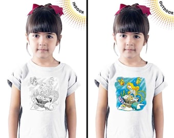 Kids Sunlight Activated T-shirt, Boys & Girls Mermaid Color Changing Youth Tee, Color Appears In The Sun, UV Light Shirt, SolarTees