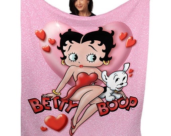 50" x 60" Betty Boop Heart Plush Minky Blanket