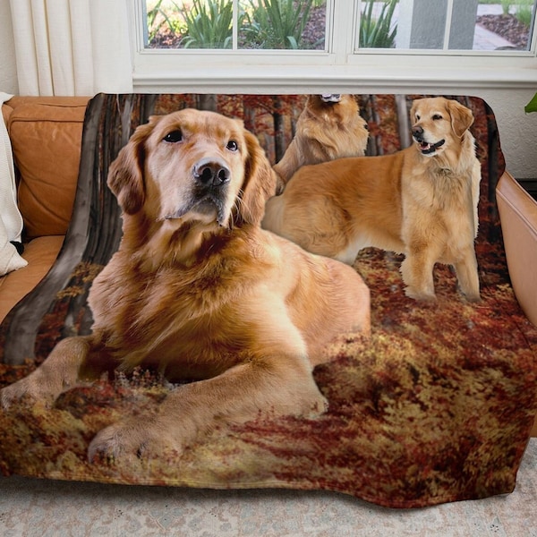 Golden Retriever Blanket, Dog Breed 50" x 60" Decorative Throw, Fleece, Pets, Dogs Wall Hanging, Home Décor, Fabric Poster, Wall Art