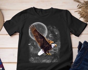 Bald Eagle T-Shirt, North American Wilderness Tee, Moonlight Wildlife Shirt, Birds, Wings