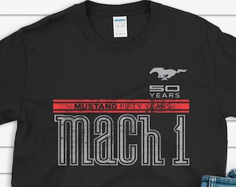 Mustang 50 Years, Mach 1 T-Shirt, Ford Mustang, Classic Cars Tee