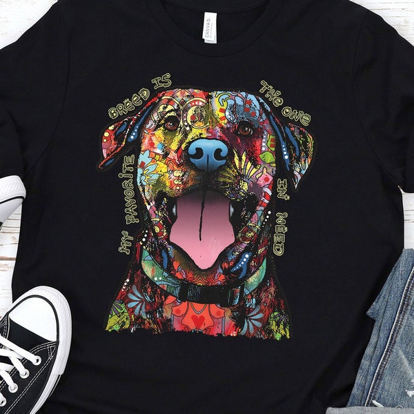 Dog Breed T-shirt, My Favorite Breed Is The One In Need Tee, Dean Russo Neon Pets Shirt, Dog Lovers, Adopt, Adoption, Rescue