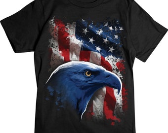 American Flag T-shirt, American Eagle Icon, Flag, America, Eagle, USA, God Bless the USA, Freedom