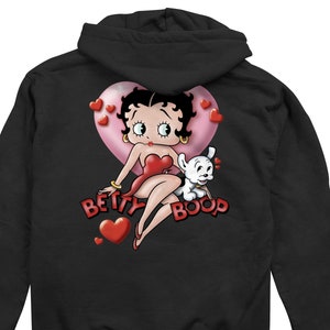 Betty Boop Hoodie, Betty Boop Heart Hooded Sweatshirt, Officially Licensed Betty Boop Merchandise, Boop Oop A Doop, Hearts, Love, Puppy, Dog