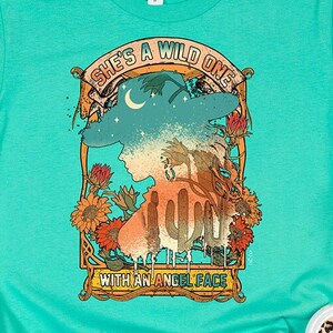 Angel Face T-shirt, Country, She&#39;s A Wild One With An Angel Face Shirt, Inspirational, Southwest, Leopard Print, Turquoise, Tshirt