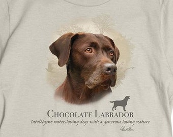 Chocolate Lab T-shirt, Labrador Retriever Dog Breeds Tee, Pet Portrait