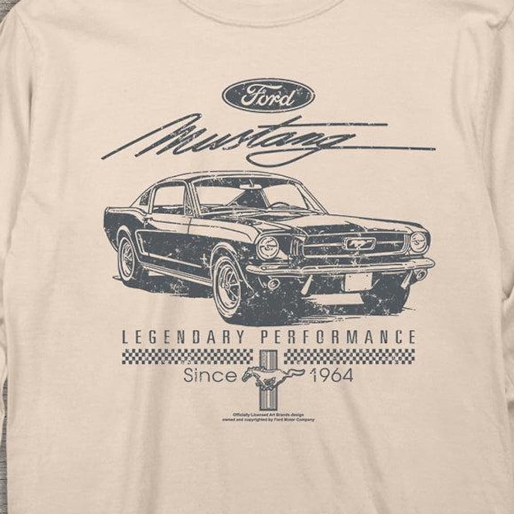 Licensed Ford Long Sleeve Shirt, Mustang Script Legendary Long Sleeve Tee, Ford Motor Company, Ford Mustang, Mustang, Legendary Performance