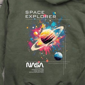 Licensed NASA Sweatshirt, NASA Space Explorer With Crest Hoodie, Space, Space Travel, Planets, Licensed, Astronaut, Astronomy, Science