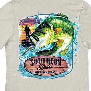 Bass Fishing T-shirt, Southern Style Large Mouth Bass Tee, Angler Shirt