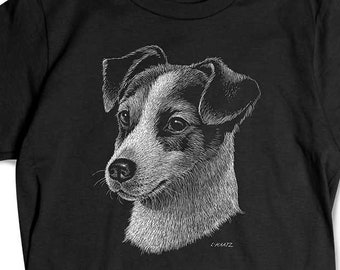 Jack Russell Terrier T-shirt, Scratchboard Dog Breeds Tee, Pet Portrait Shirt