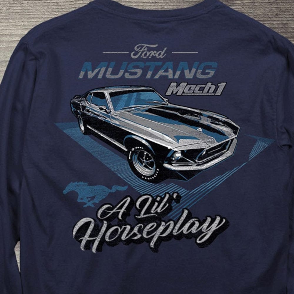 Ford Motor Company Long Sleeve Tee, Officially Licensed 1969 Mustang Mach 1 Long Sleeve T-Shirt, American Muscle Long Sleeve Shirt, Power