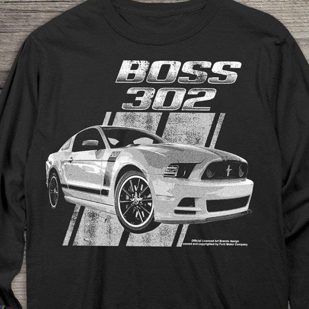 Ford Motor Company Long Sleeve Tee, Officially Licensed Mustang 50 Years Boss 302 Long Sleeve T-Shirt, Automobile Long Sleeve Shirt, Power Amitytees
