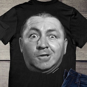 The Three Stooges Logo T-Shirt, Curly Face T-shirt, Hilarious The Three Stooges Shirt, Funny TV Show T-shirt, Larry, Moe, Shemp Tee