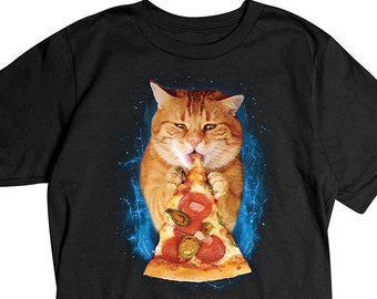 Pizza Cat T-Shirt, Galaxy Cat Tee, Funny Pet Shirt, Space Animals