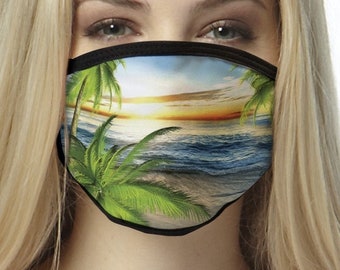 Beach Scene FACE MASK Palm Trees Cover Your Face Masks,  ,