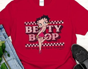 Betty Boop T-shirt, Original Sass Tee, The Original Sass Symbol Shirt Officially Licensed Betty Boop Merchandise, Checkered, Boop Oop A Doop