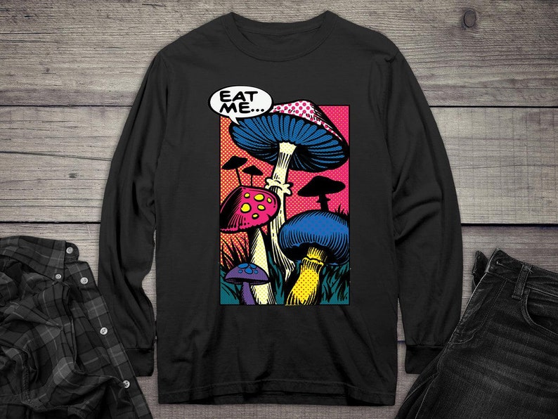 Mushrooms Long Sleeve, Mushrooms Comic Long Sleeve Tee, Shrooms, Humor