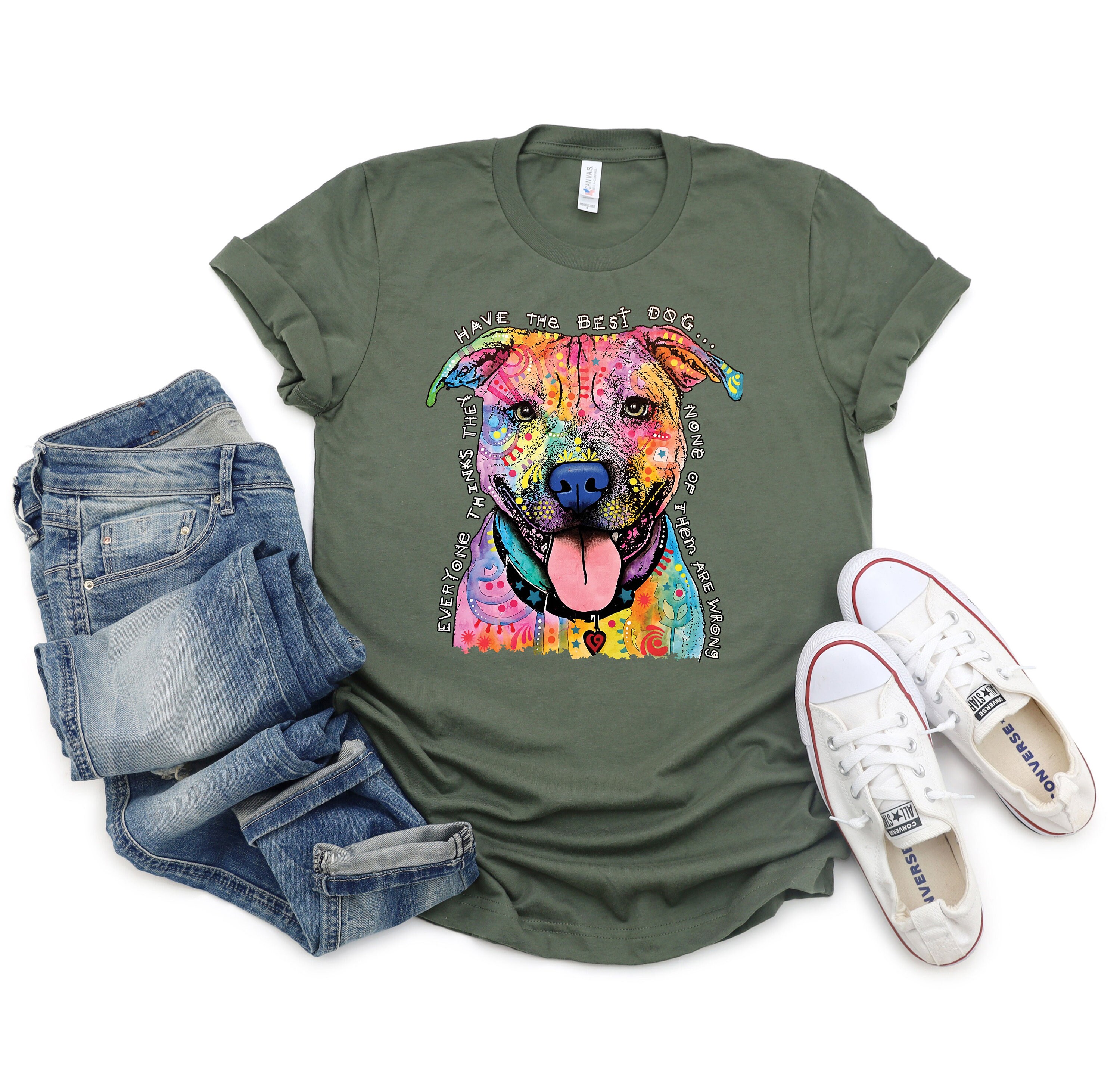 Buy Pit Bull T-shirt Neon Dog Breed Tee Dean Russo Shirt Online in