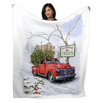 Red truck with christmas tree throw blanket sale