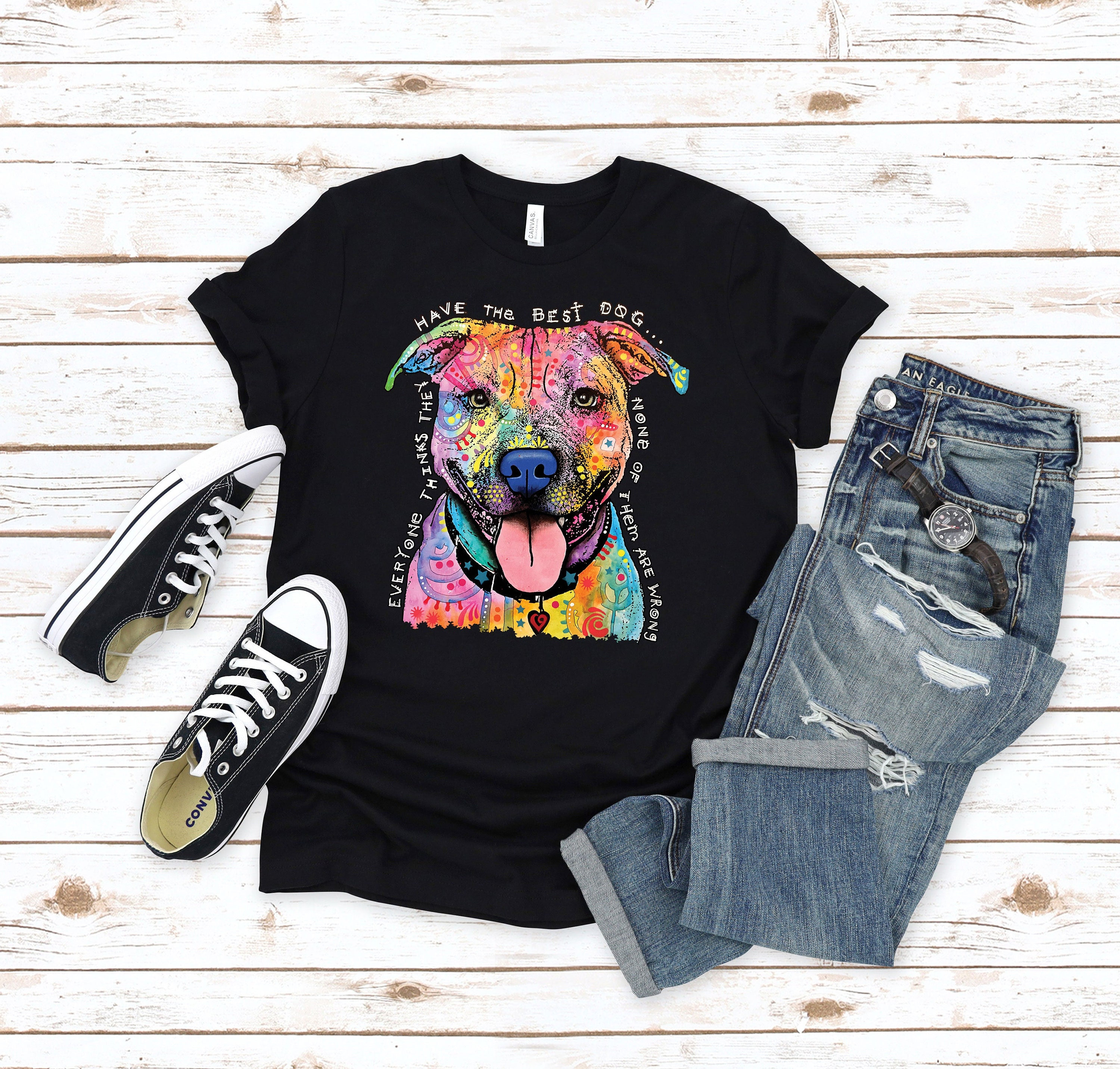 Pit Bull T shirt Neon Dog Breed Tee Dean Russo Shirt Everyone