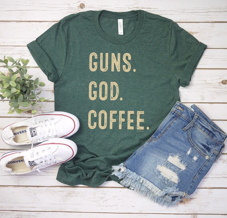God Guns Coffee Tee 2nd Amendment T-shirt Gun Rights Bear Arms