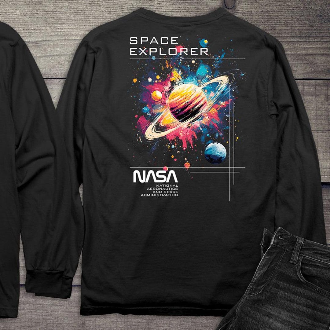 Licensed NASA Long Sleeve, NASA Space Explorer With Crest Long Sleeve ...