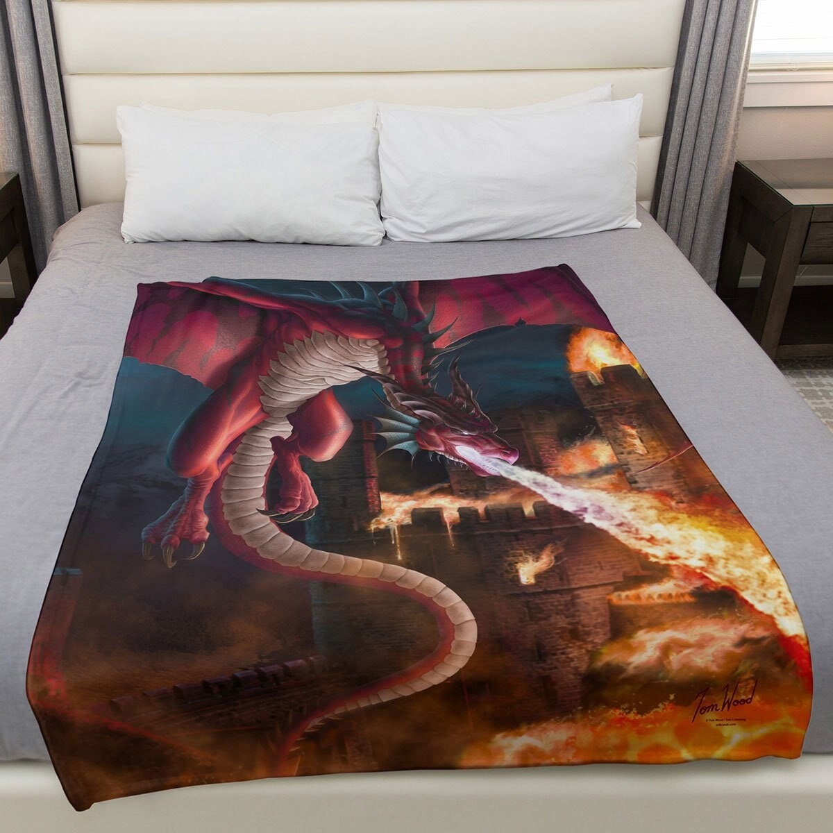 Fire Medieval Dragon Throw Blanket Fleece Blankets Plush 145x200 Cm