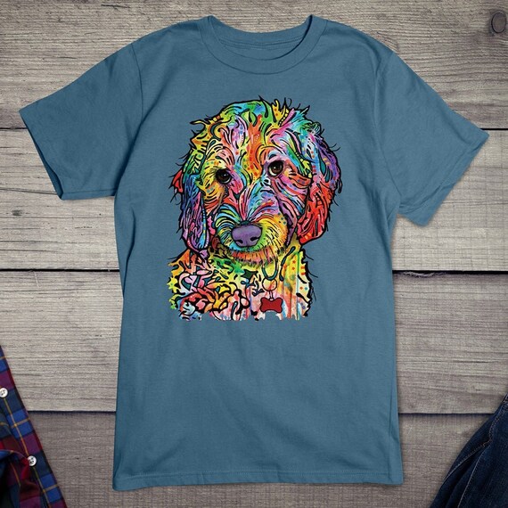 Dog T-shirt, Neon Sweet Poodle Tee, Dog Breed Shirt, Dean Russo Art, Colorful Golden Doodle Shirt, Poodle Shirt, Dog T-shirt