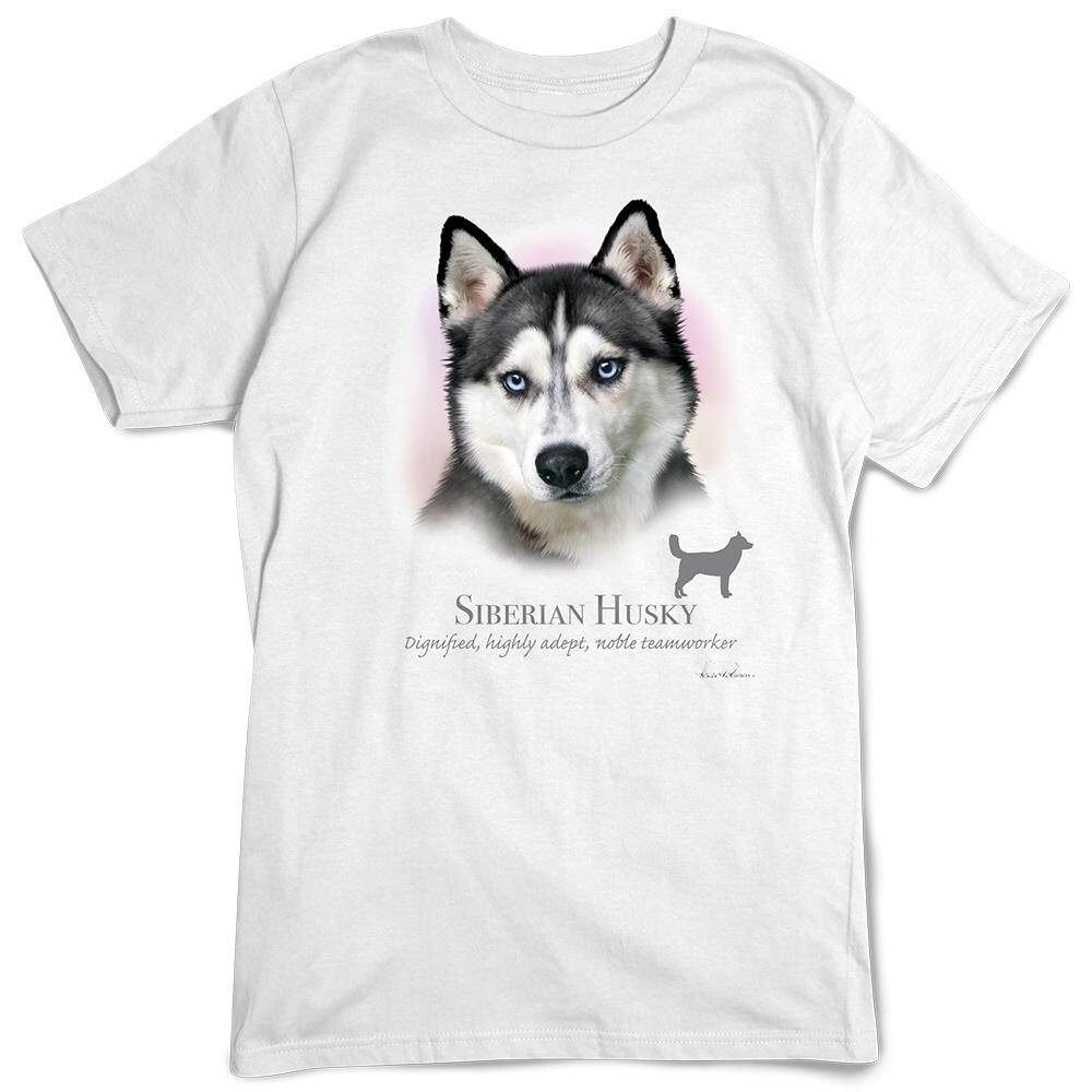 ◆Attends◆ Husky Dog Tee 0023 Beautiful Siberian Husky Dog Face Men's T-shirt Back Print