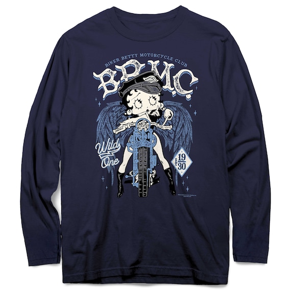 Betty Boop Shirt, Biker Betty Motorcycle Club Long Sleeve Tee