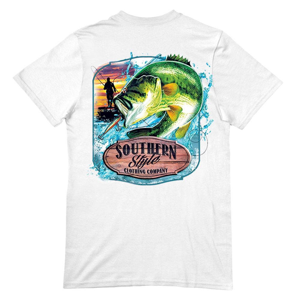 Bass Fishing T-shirt, Southern Style Large Mouth Bass Tee, Angler