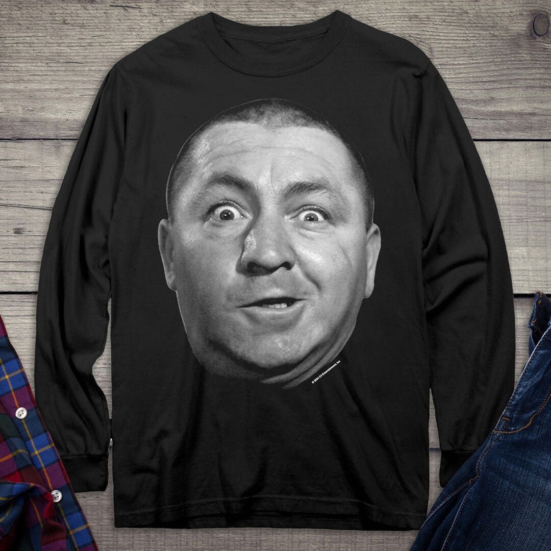 The Three Stooges Long Sleeve T-shirt, Curly Face Long Sleeve Tee ...
