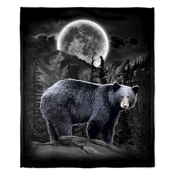 Bear Black Applique Blanket